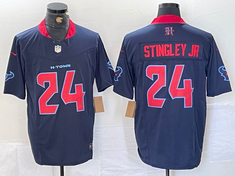 Men Houston Texans #24 Stingley jr Blue Three generations 2025 Nike Limited NFL Jersey style 1